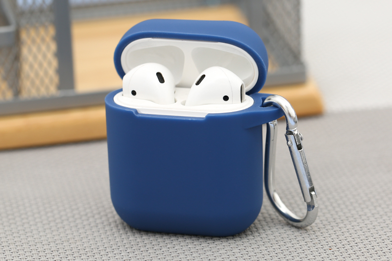 Túi đựng AirPods 1 & 2 silicone kèm móc JM AP02 Xanh