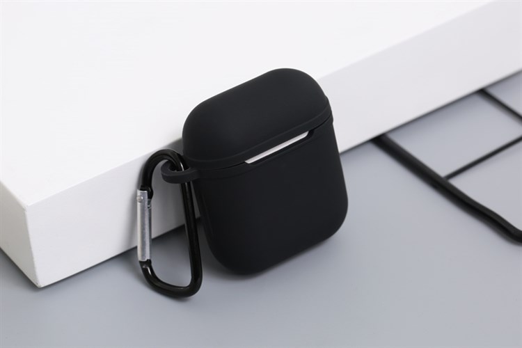 Túi đựng AirPods 1 & 2 Nhựa dẻo kèm móc JM AP02 Màu Đen