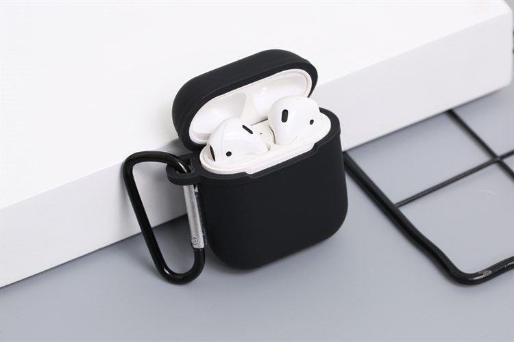 Túi đựng AirPods 1 & 2 Nhựa dẻo kèm móc JM AP02 Màu Đen