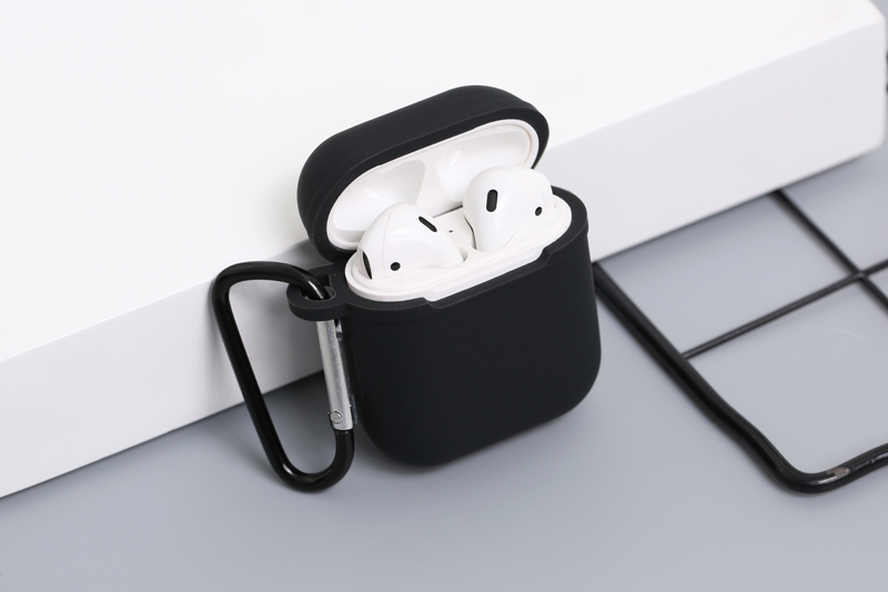 Túi đựng AirPods 1 & 2 silicone kèm móc JM AP02 Đen