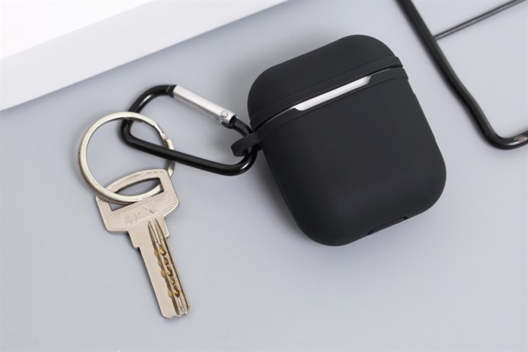 Túi đựng AirPods 1 & 2 Nhựa dẻo kèm móc JM AP02 Màu Đen