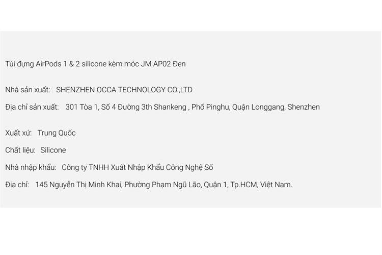 Túi đựng AirPods 1 & 2 Nhựa dẻo kèm móc JM AP02 Màu Đen