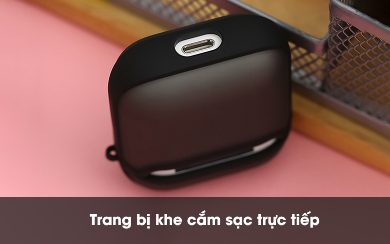 Trang bị khe cắm sạc trực tiếp - Túi đựng AirPods 1/2 nhựa cứng JM SP01