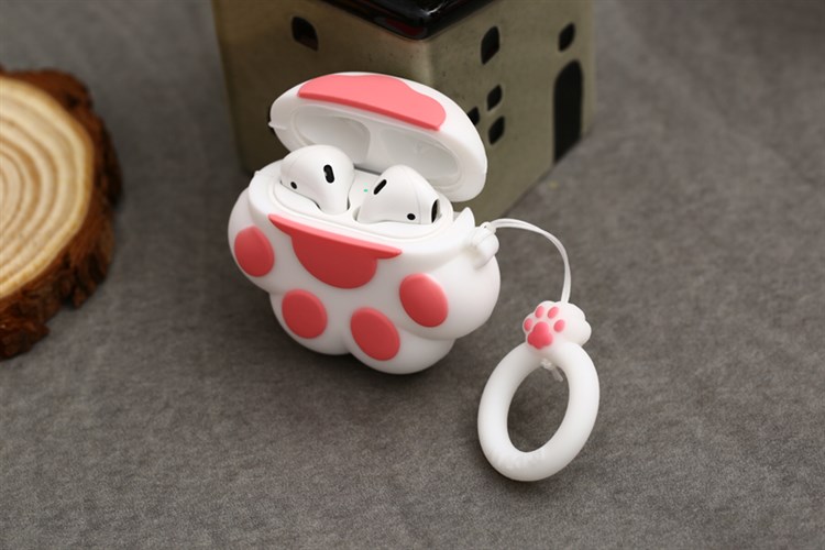 Túi đựng AirPods 1 & 2 Silicone kèm móc JM AM11 Màu Trắng - Hồng