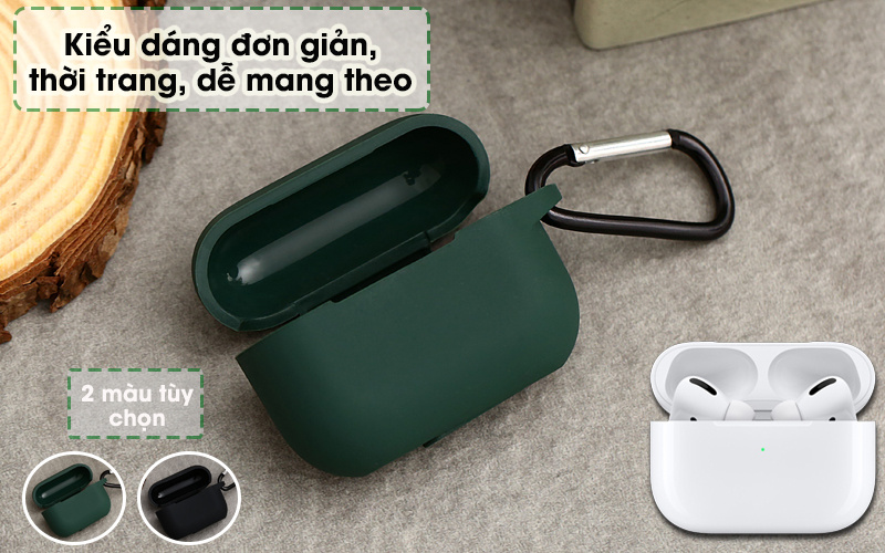 Túi đựng AirPods Pro silicone kèm móc JM AP02 Đen - Thiết kế đơn giản