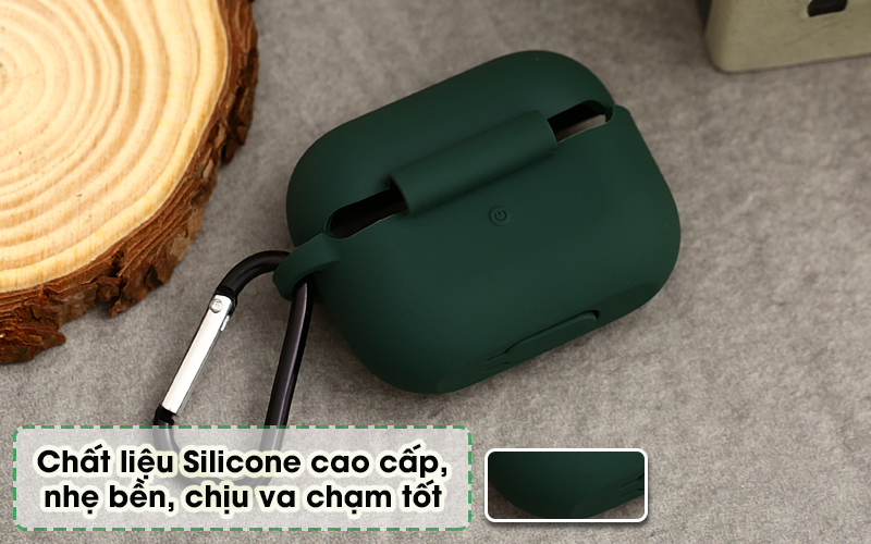 Túi đựng AirPods Pro silicone kèm móc JM AP02 Đen - Làm từ chất liệu Silicone nhẹ bền