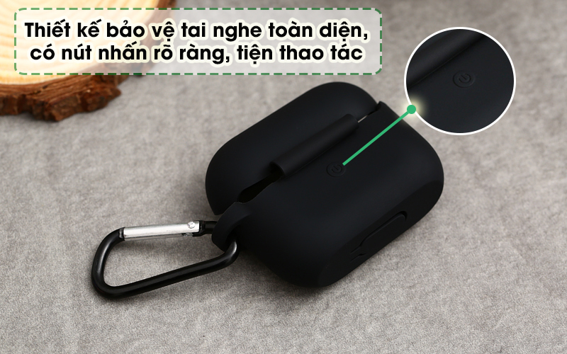 Túi đựng AirPods Pro silicone kèm móc JM AP02 Đen - Bảo vệ tốt thiết bị