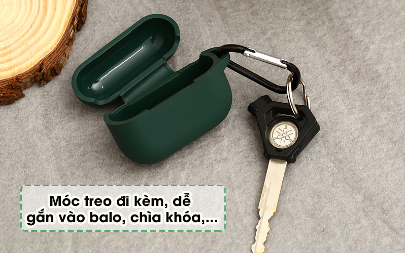 Túi đựng AirPods Pro silicone kèm móc JM AP02 Đen - Móc treo chắc chắn