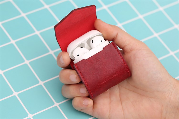 Túi đựng AirPods 1 & 2 Nhựa dẻo PU kèm móc JM PL03 Màu Đỏ