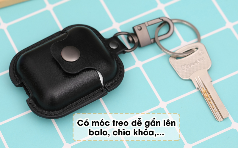 Túi đựng AirPods 1/2 nhựa dẻo PU kèm móc JM PL08 Đen - Trang bị móc treo