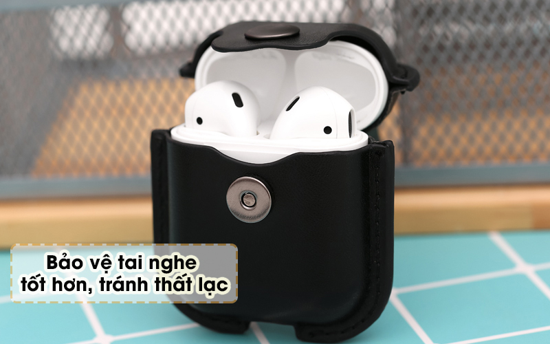 Túi đựng AirPods 1/2 nhựa dẻo PU kèm móc JM PL08 Đen - Bảo vệ thiết bị toàn diện