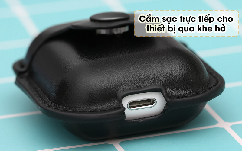 Túi đựng AirPods 1/2 nhựa dẻo PU kèm móc JM PL08 Đen - Cắm sạc hộp AirPods trực tiếp