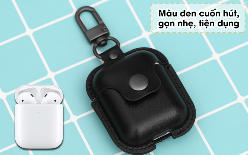Túi đựng AirPods 1/2 nhựa dẻo PU kèm móc JM PL08 Đen - Kiểu dáng chắc chắn