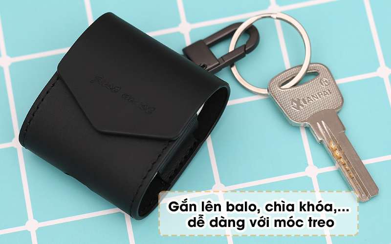 Túi đựng AirPods 1/2 nhựa dẻo PU kèm móc JM PL07 Đen - Trang bị móc treo