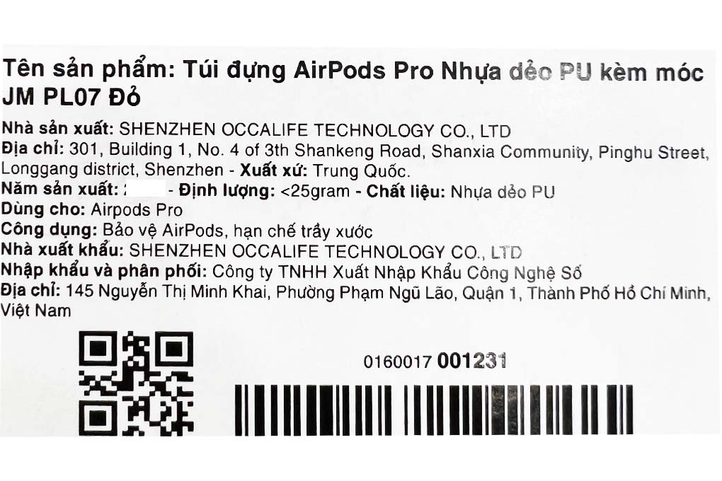 Túi đựng AirPods Pro Nhựa dẻo PU kèm móc JM PL07