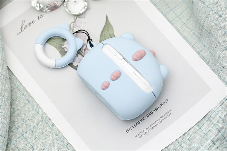 Túi đựng AirPods Pro Silicone kèm móc JM PR04 Màu Xanh dương nhạt