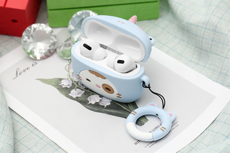 Túi đựng AirPods Pro Silicone kèm móc JM PR04 Màu Xanh dương nhạt