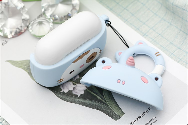 Túi đựng AirPods Pro Silicone kèm móc JM PR04 Màu Xanh dương nhạt