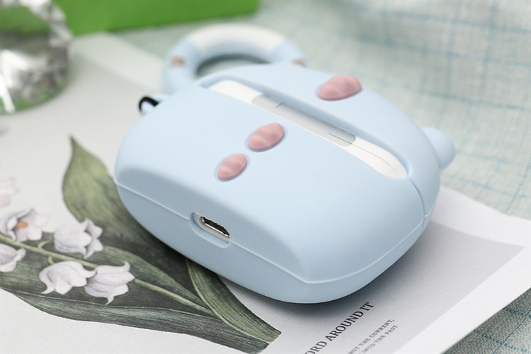 Túi đựng AirPods Pro Silicone kèm móc JM PR04 Màu Xanh dương nhạt