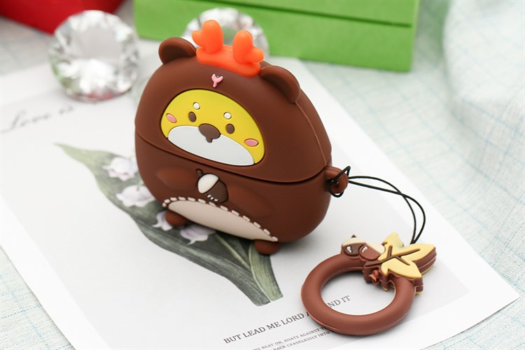 Túi đựng AirPods Pro Silicone kèm móc JM SK03 Màu Nâu