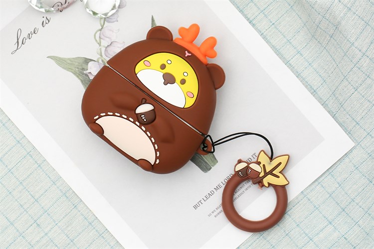 Túi đựng AirPods Pro Silicone kèm móc JM SK03 Màu Nâu