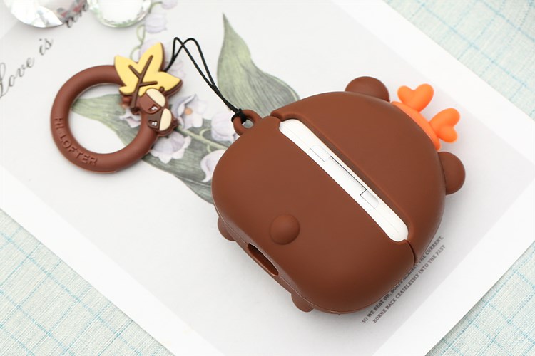 Túi đựng AirPods Pro Silicone kèm móc JM SK03 Màu Nâu