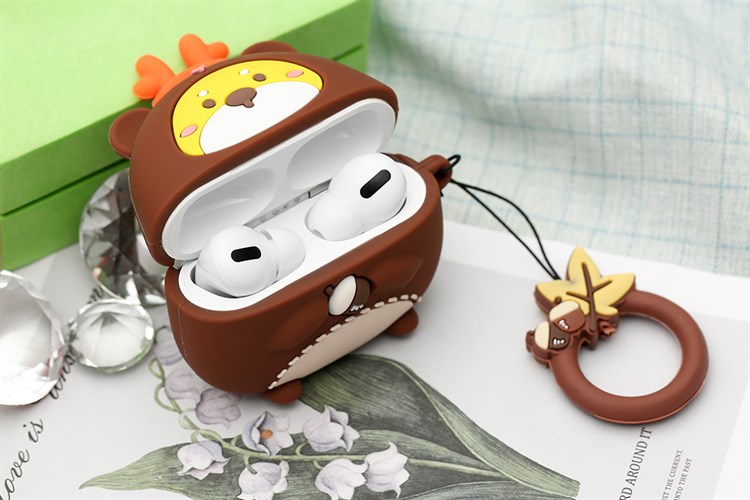 Túi đựng AirPods Pro Silicone kèm móc JM SK03 Màu Nâu