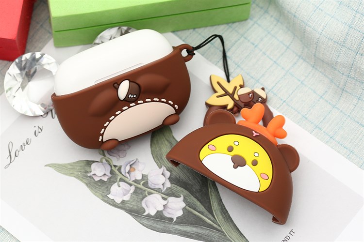 Túi đựng AirPods Pro Silicone kèm móc JM SK03 Màu Nâu