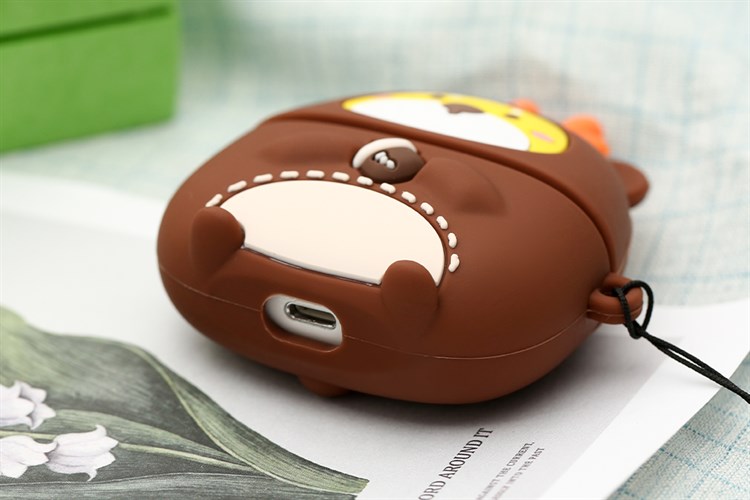 Túi đựng AirPods Pro Silicone kèm móc JM SK03 Màu Nâu