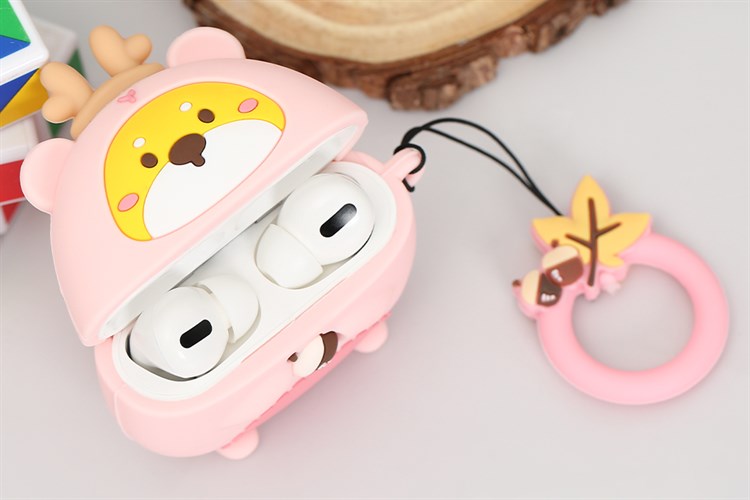 Túi đựng AirPods Pro Silicone kèm móc JM SK03 Màu Hồng