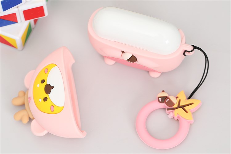 Túi đựng AirPods Pro Silicone kèm móc JM SK03 Màu Hồng