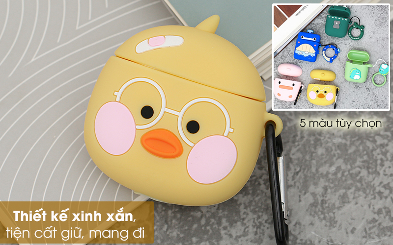 Túi đựng AirPods 1/2 Silicone kèm móc JM FR03 - Thiết kế dễ thương, đa sắc màu