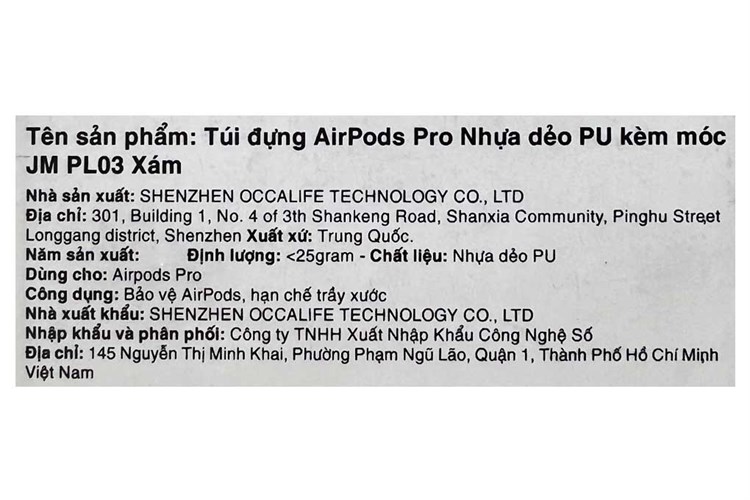 Túi đựng AirPods Pro Nhựa dẻo PU kèm móc JM PL03 Màu Xám