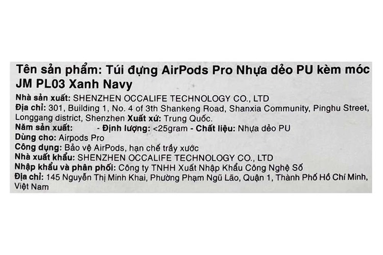 Túi đựng AirPods Pro Nhựa dẻo PU kèm móc JM PL03 Màu Xanh Navy