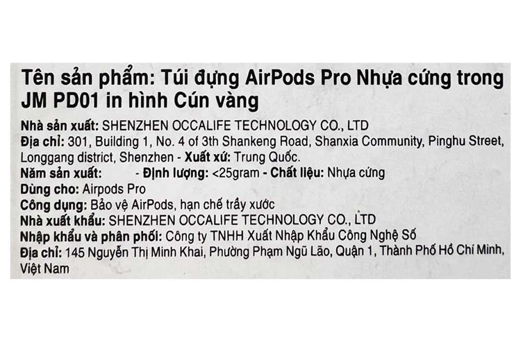 Túi đựng AirPods Pro Nhựa cứng trong JM PD01 Màu Trắng - Vàng