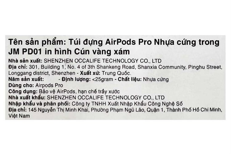 Túi đựng AirPods Pro Nhựa cứng trong JM PD01 Màu Trắng