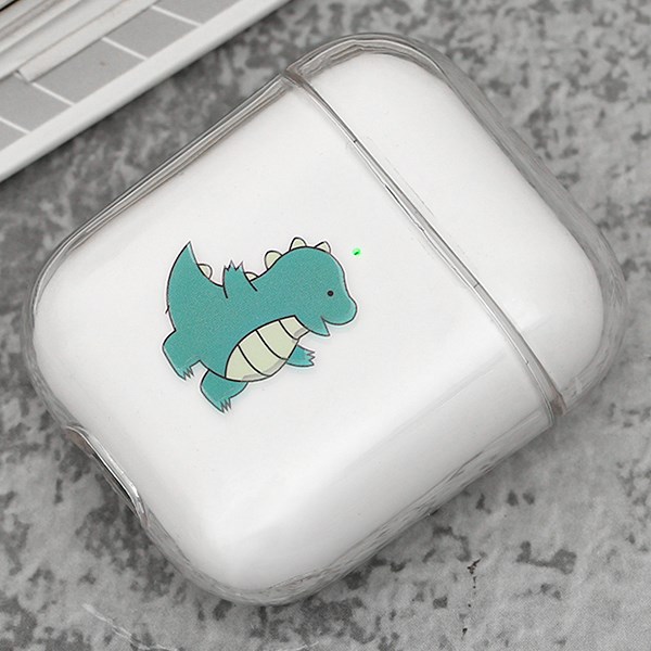 Túi đựng AirPods 1 & 2 Nhựa cứng trong JM PD01 in hình Khủng long xanh