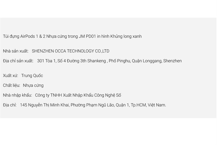 Túi đựng AirPods 1 & 2 Nhựa cứng trong JM PD01 Màu Trắng