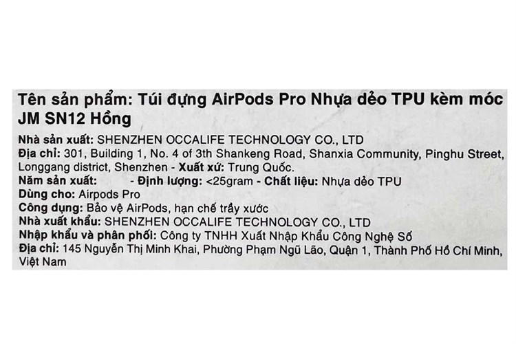 Túi đựng AirPods Pro Nhựa dẻo TPU kèm móc JM SN12 Màu Hồng