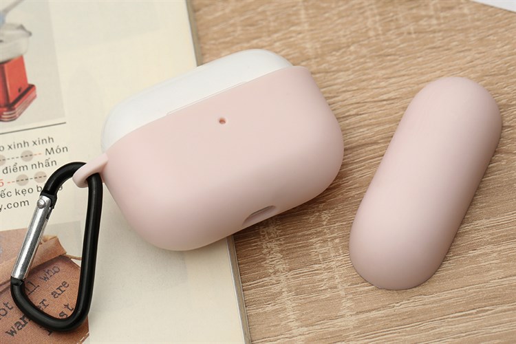 Túi đựng AirPods Pro Nhựa dẻo TPU kèm móc JM SN12 Màu Hồng