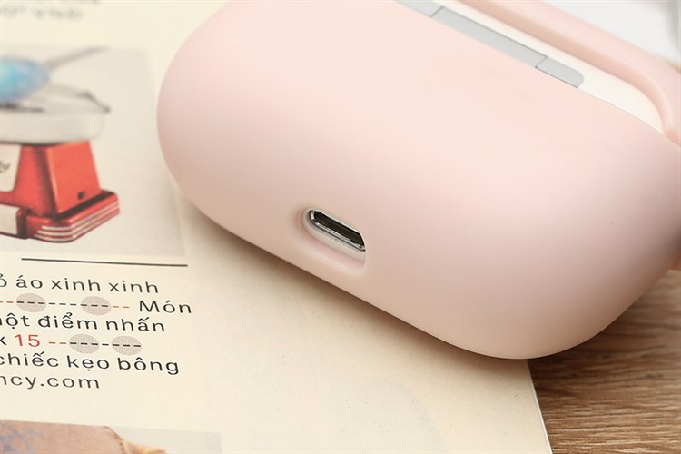 Túi đựng AirPods Pro Nhựa dẻo TPU kèm móc JM SN12 Màu Hồng