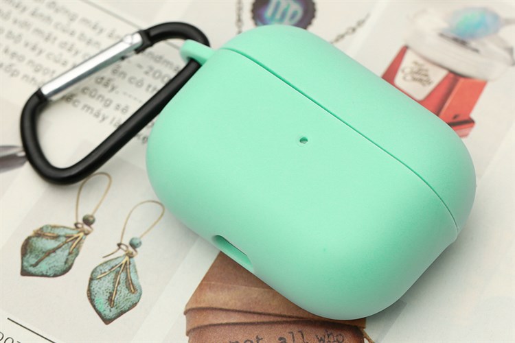Túi đựng AirPods Pro Nhựa dẻo TPU kèm móc JM SN12 Màu Xanh ngọc
