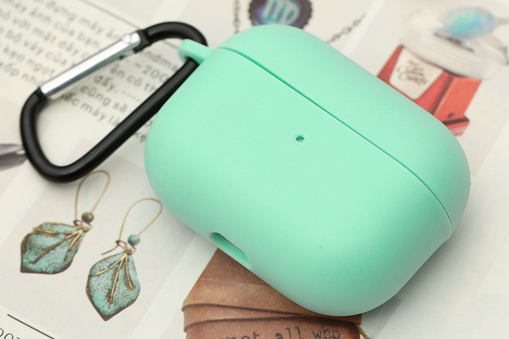 Túi đựng AirPods Pro Nhựa dẻo TPU kèm móc JM SN12 Màu Xanh ngọc