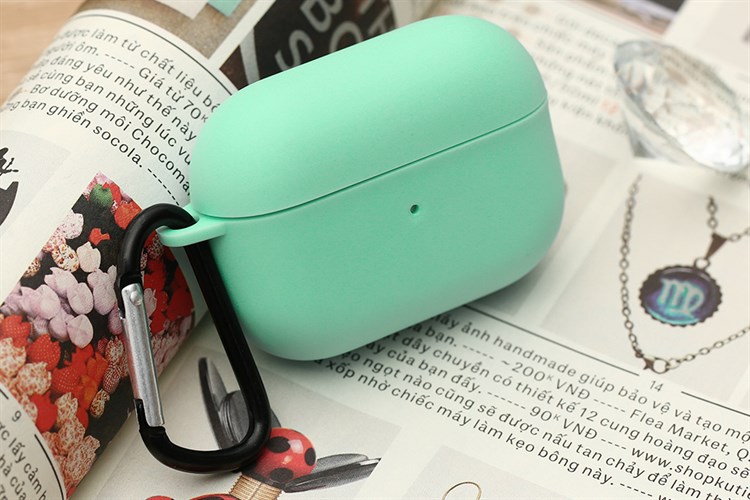 Túi đựng AirPods Pro Nhựa dẻo TPU kèm móc JM SN12 Màu Xanh ngọc