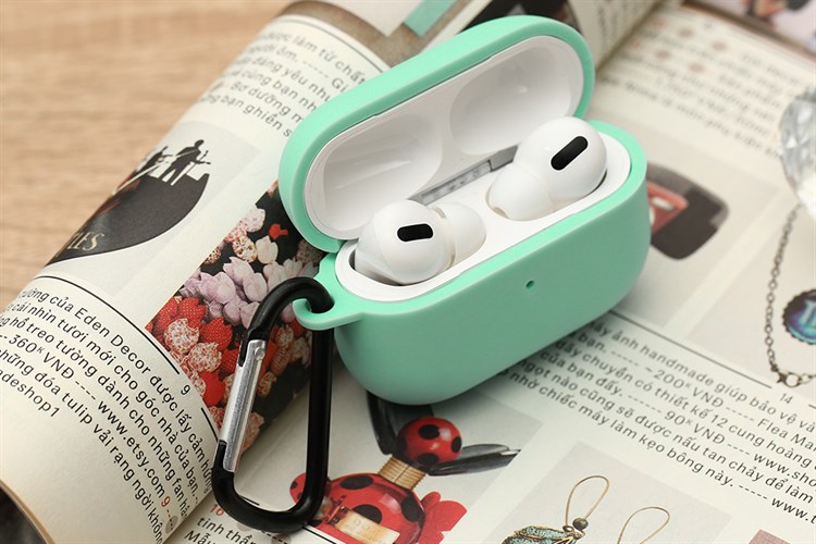 Túi đựng AirPods Pro Nhựa dẻo TPU kèm móc JM SN12 Màu Xanh ngọc