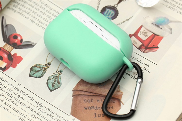 Túi đựng AirPods Pro Nhựa dẻo TPU kèm móc JM SN12 Màu Xanh ngọc