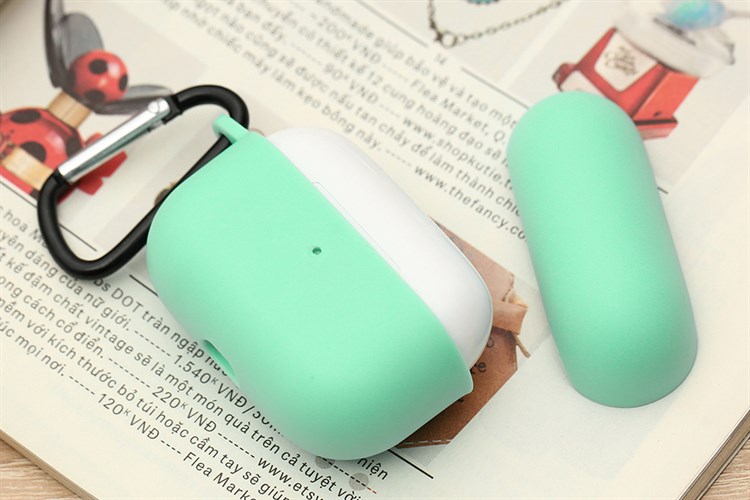 Túi đựng AirPods Pro Nhựa dẻo TPU kèm móc JM SN12 Màu Xanh ngọc