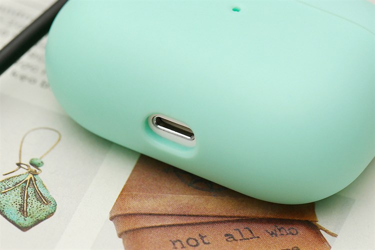 Túi đựng AirPods Pro Nhựa dẻo TPU kèm móc JM SN12 Màu Xanh ngọc
