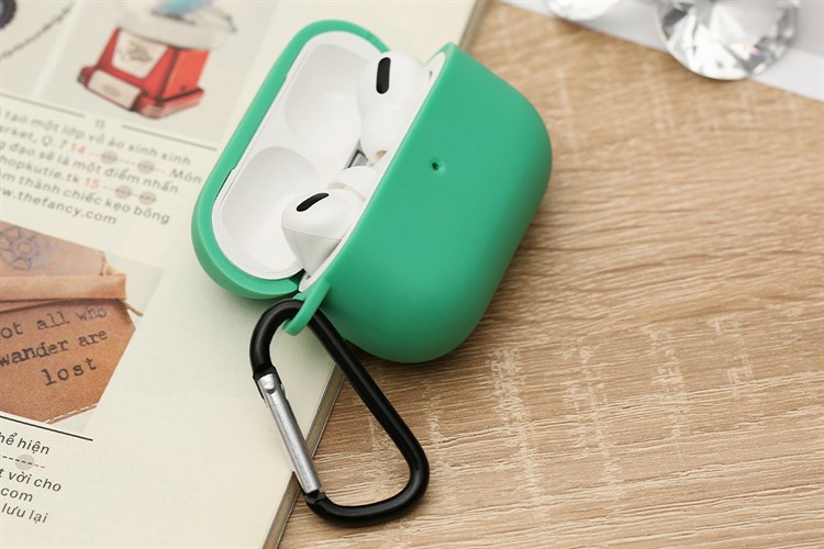 Túi đựng AirPods Pro Nhựa dẻo TPU kèm móc JM SN12 Màu Xanh lá đậm