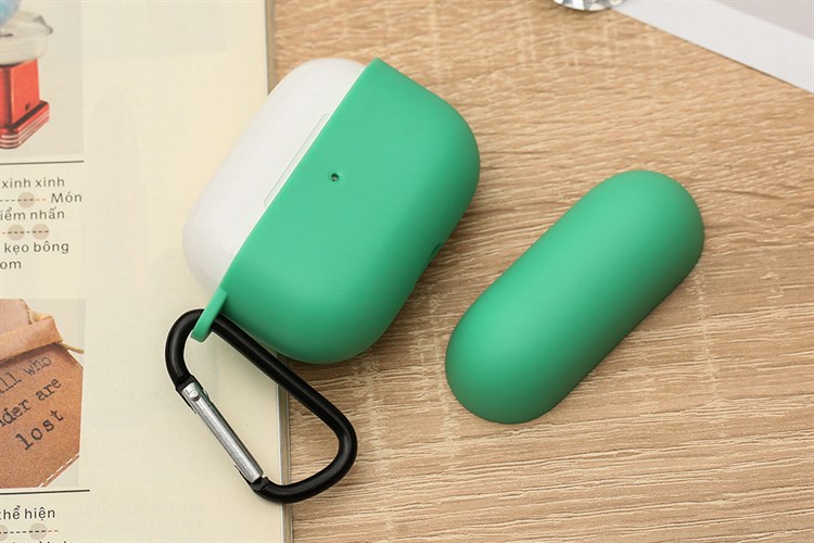 Túi đựng AirPods Pro Nhựa dẻo TPU kèm móc JM SN12 Màu Xanh lá đậm